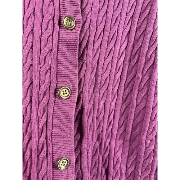 Talbots Women's Cardigan Plus 3X Solid Pink Cable Stitch Button Up 3/4 Sleeves - Picture 4 of 7